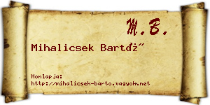 Mihalicsek Bartó névjegykártya